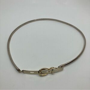 Vintage slinky metal stretchy adjustable rectangular buckle thin classic belt XS